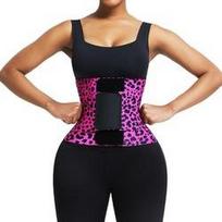 Hexin High Elasticity Waist Trainer Belt Red and Yellow Leopard Print Shaper Slimming Belt Tummy Trimmer Women Waist Cinchers 3XL-2 black