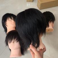 Real Human Hair Mannequin Head Short Black Hair Perfect For Barber Training Practice Beauty Styling Tool