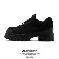 Leather Shoes For Men Platform Genuine Leather Big Size Shoes High Quality Designer Formal Platform Casual Shoes Outdoor 38 black