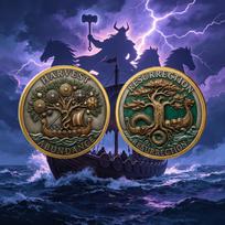 Norse Mythology World Tree Viking Challenge Coin - Embossed Metal Craft auksas