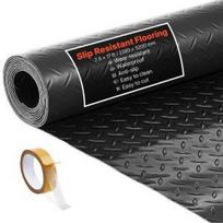 VEVOR Garažo grindų rulonas, 2,28 x 5,2 m Garažo grindų kilimėlis, 2,2 mm Storas PVC Deimantinės plokštės grindų apsaugos kilimėlis su dvipuse juosta, Neslystantis juoda