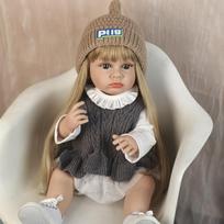 Cute Reborn Baby Dolls 55 cm Full Silicone Vinyl Doll Model With Gold Hair Fashion Birthday Christmas Gifts toy 22 inch about 55 cm gray