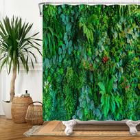 Tropical Green Plant Palm Lapas Vonios Dušo Užuolaidos Vasaros Džiunglių Audinys Neperšlampamas Kabliukai Kabantys Užuolaidos Vonios ekrano dekoras W60H190(CM)-1 Pcs black