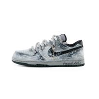 Nike Big Key To The Star Chain Leather Abrasion Resistant Slip Resistant Low top Skateboard Shoes Men's Gray 355152-017(Team240-) 40.5