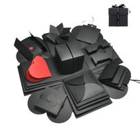 Multi Layer Explosion Gift Box Set with Multiple Compartments and Surprise Mechanisms for Special Occasion Gift Presentation and Creative Packaging One Size black