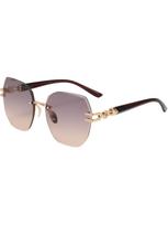 Trend new rimless trim fashion sunglasses trend big box round face sunglasses . High Quality Premium Material Ergonomic Design gray