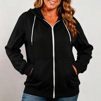 Women's Full Zip Hoodie with Thumb Holes and Drawstring Hood XL žalia