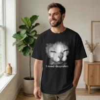 I Need Ibuprofen Cat Meme Men's T Shirts Funny Vintage Graphic Funny Tees Short Sleeve Round Ne XS black