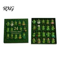 Christmas Countdown Calendar Frog Advent Calendar, 24 Day Box with Acrylic Ornament Mini Desktop Figurines Pendants, Festive Tree Hanging Decor, A black