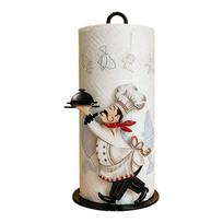 Cook Character popierinių rankšluosčių laikiklis virtuvės stalviršiui, laisvai pastatomas servetėlių ritinėlio stovas su apvaliu pagrindu ir akrilo, medžio ir metalo konstrukcija stalo naudojimui 1 white