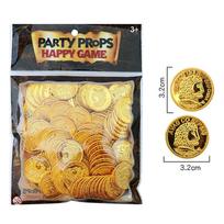 100pcs 3.5cm Poker Casino Chips Coin Gold Plating Plastic Spanish Treasure Game Poker Board Game Accessories Gold Coin Kid Favor auksas
