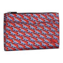 Montblanc X Maison Kitsuné Collaboration Capsule Collection All Over Print Leather Clutch Men clutch Orange 129016 Basic Set (Bag+Dust Bag)