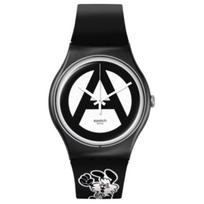Swatch Quartz Movement 30M Water Resistant Watch 41Mm White Dial Bio-Based Material Case Silicone Strap Unisex watches SO29Z138 White Dial black