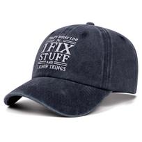 Ifix stuff letter washed embroidered soft top baseball cap woUnisex Unisex retro hat fashionable versatile Adjustable gray
