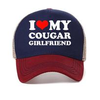 I Love My Cougar Girlfriend baseball cap  Men Funny My Gf Is A Cougar mesh hat outdoor casual adjustable mesh cool trucker hats Adjustable tamsiai mėlyna spalva