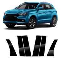 6 vnt. Automobilio durų langų statramsčių apdailos dangteliai Lipdukas Mitsubishi ASX 2011 2012 2013 2014 2015 2016 2017 2018 juoda