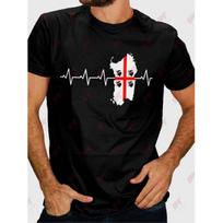 Sardinia Flag T-Shirt with ECG Heartbeat Design & Sardinian Colors - Casual Crew Neck Regular Fit Suitable for Year-Round Wear, Machine Washable XL juoda