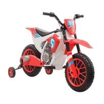 Electric Dirt Bike for Kids Ages 3-5, Children's Electric Motorcycle with Rechargeable 12V Battery and Removable Training Wheels, 106.5x51.5x68cm, Red
