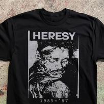 Heresy T Shirt 1985 1987 Photocopy Art Uk Hardcore Punk Band Merch Crust Grindcore Vintage Stylish Stretched Graphic L gray