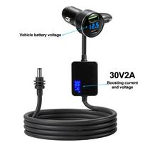 Starlink Mini maitinimo adapteriui 12V-24V į 30V 2A pakopinis keitiklis su skaitmeniniu įtampos indikatoriumi, atsparus vandeniui, QC3.0+PD C tipo telefono įkrovimas juoda