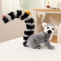 Super Cool Lifelike Lemur Plush Toys Soft Long Tail Wild Climbing Lemur Doll Cuddly Animal Decor Amusing Birthday Gift 25cm black