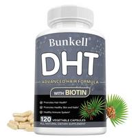 Bunkell DHT plaukų formulės maisto papildas, biotinas 10000 mcg, sabalpalmė, moliūgų sėklos, cinkas ir geležis, 120 kapsulių 120 Capsules