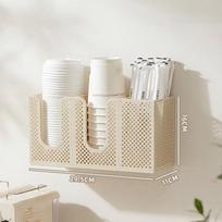 Wall Mounted Paper Cup Holder 3 Compartments Straw Organizer Coffee Cup Dispenser  Breakroom 1PC