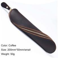 AIGUONIU Genuine Leather Zipper Pencil Case Vintage Retro Style School Stationery Accessory Fabric Pencil Bag for Gift gray