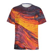 Colorful Lava Erupting Pattern T-shirt For Men Fashion Crew Neck Short Sleeves 3D Printed Volcano T Shirts Summer Kids Tees Tops 6XL black