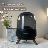 Harman Kardon Speaker Stand for 2nd to 5th Generation - Glass Floor Stand for Crystal Speakers Black with Walnut Wood Legs juoda