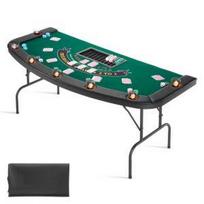 VEVOR sulankstomas pokerio stalas, 7 žaidėjų 1828,8 mm sulankstomas kazino laisvalaikio stalas su paminkštintais kraštais ir puodelių laikikliais 183 x 82.5 x 75.5 cm žalia