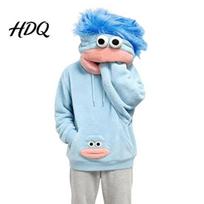 Soft Lounge Clothes Big Mouth Creature Flannel Hoodie Unisex Oversized Fleece Hooded Hoodies Sweatshirt Plush Pullover Top for Halloween Party Daily S