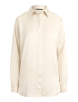 Lauren Ralph Lauren - Relaxed Fit Satin Charmeuse Shirt - Marškinėliai ilgomis rankovėmis - Kreminė spalva