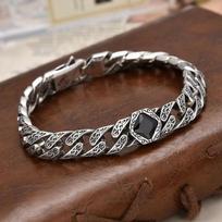 New Trendy Wisteria Grass Pattern Bracelet Vintage Blue Prince Elegant Trendy Men's Fashion Bracelet 22cm mėlyna