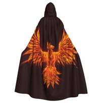 Unisex suaugusiųjų Ugnies Fenixo apsiaustas su gobtuvu Ilgas raganos kostiumas Cosplay One Size juoda