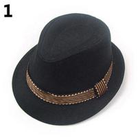 Unisex Vaikų Mada Šaunus Džiazas Paaukštinta Viršūnė Trumpo Krašto Skrybėlė Kepurė Fedora black