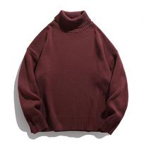 Japanese Style Men's Solid Turtleneck Sweater Autumn Winter Loose Casual Knitwear M