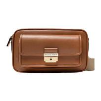 MICHAEL KORS Bradshaw Solid Flap Leather Shoulder Bag Women's Caramel Brown