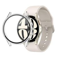 Bling Case for Samsung Galaxy Watch 6 Screen Protector 40mm 44mm Tempered Glass Diamond Bumper Cover Galaxy Watch 4 Accessories Galaxy watch 6 40mm gryna