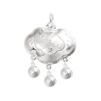 Sterling Silver Baby Peace & Longevity Full Moon Ethnic Bell Lock 999 Silver white