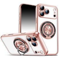 Skirta Magsafe magnetiniam 360° besisukančiam metaliniam laikikliui žiedui, dengta kraštine telefono dėklui, skirta iPhone 17 Pro Max Air 15 11 12 13 14 16 Pro Max E iPhone 15 sidabras