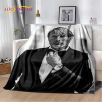 D Mads Mikkelsen minkštas pliušinis flanelinis pledas svetainei, miegamajam, lovai, sofai, iškylai, jaukus vaikiškas pledas 100x150cm gray
