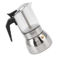 Glass Moka Pot Stainless Steel Heat Resistant Portable Classic Italian Coffee Maker for Home and Cafe 300ML gray