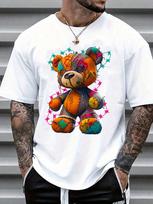 Cartoon Bear Kids Luxury Brand Big Size Short Sleeve Streetwear Classic Print Top for Men M