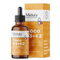 Miduty Coco D3 + K2 Vitamin D3 Drops for Babies & Kids | 600 IU D3 with MK-7 (K2) | Cholecalciferol + MK-7 for Stronger Bones, Teeth, Joints & Im