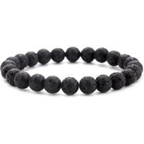 Men Women 8mm Natural Stone Lava Rock Diffuser Bracelet Lava Stone black