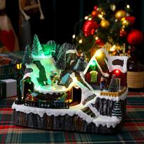 Christmas decorations luminous music box ornaments Christmas gifts European double-turn small train Santa Claus ornaments brown