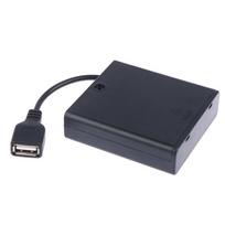 4 X AA USB Baterijų dėžutė 5V LED juostoms USB mini maitinimo šaltinis gray