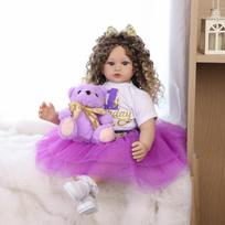 KEIUMI 60 cm Reborn Dolls Cloth body Realistic Princess Reborn Girl Doll Kid Birthday Christmas Gifts suit for 7+ years old about 60 cm beige