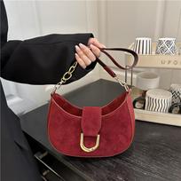 Women Vintage Solid Color Chain Strap Underarm Casual Shoulder Bag